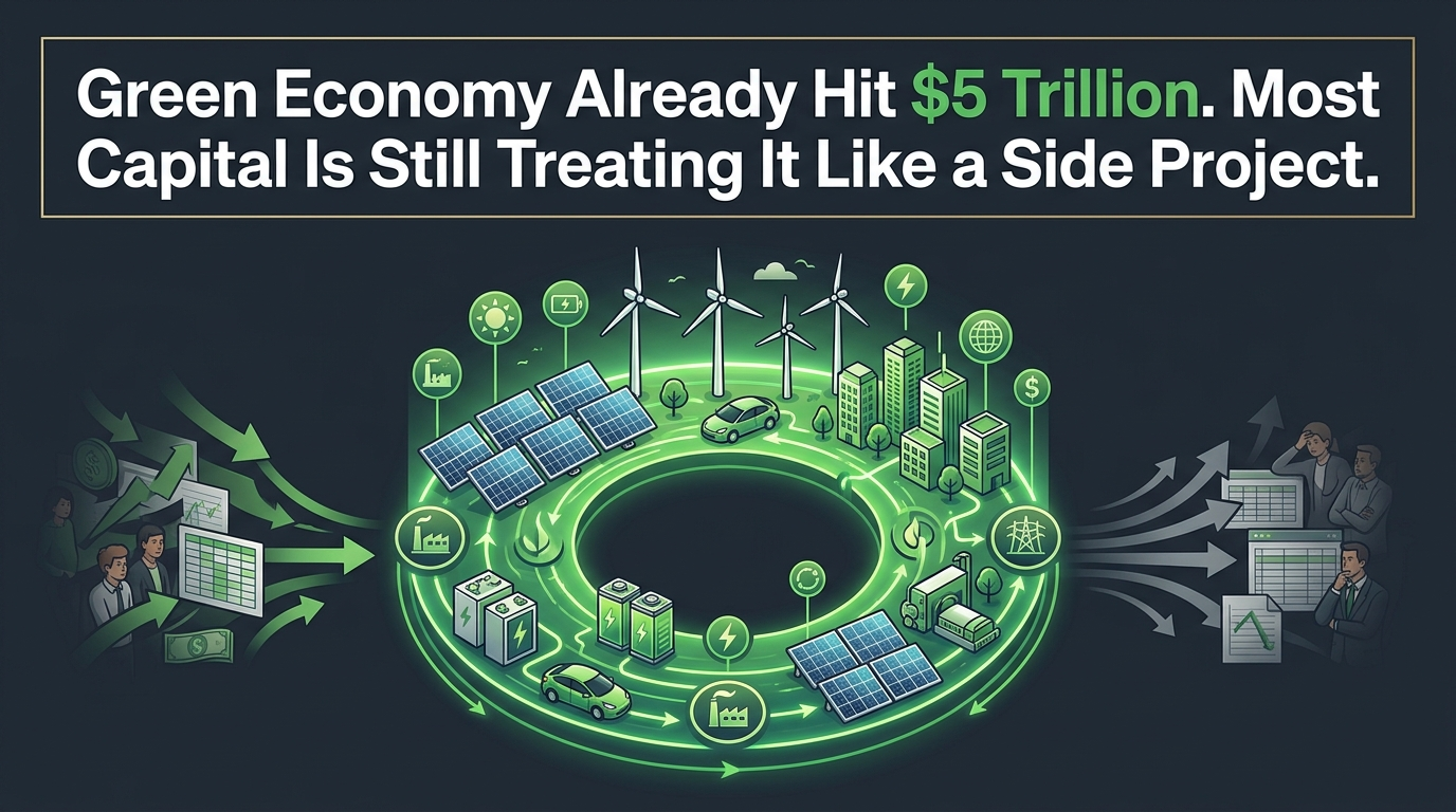 Green Economy Hit $5 Trillion. Institutional Capital Still Treating It Like a Side Project